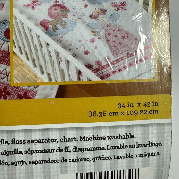 Cross Stitch Kit Fairytale Princess Crib Cover Baby Bucilla Stamped 47664 34x43 - Picture 10 of 11